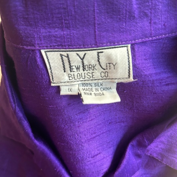 NEW YORK CITY BLOUSE CO 100% SILK PURPLE TUNIC LIKE SHIRT BLOUSE SIZE 1X - Picture 4 of 10